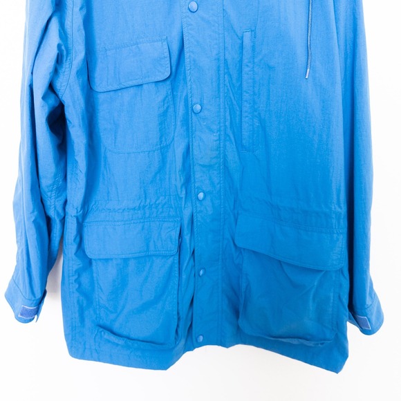 VTG Eddie Bauer Mens Jacket Size L Blue Hooded Raincoat Outdoor Gorpcore Utility - Picture 3 of 7